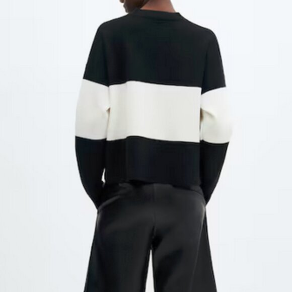 MANGO Oversized striped sweater - Black and White - Picture 3 of 10